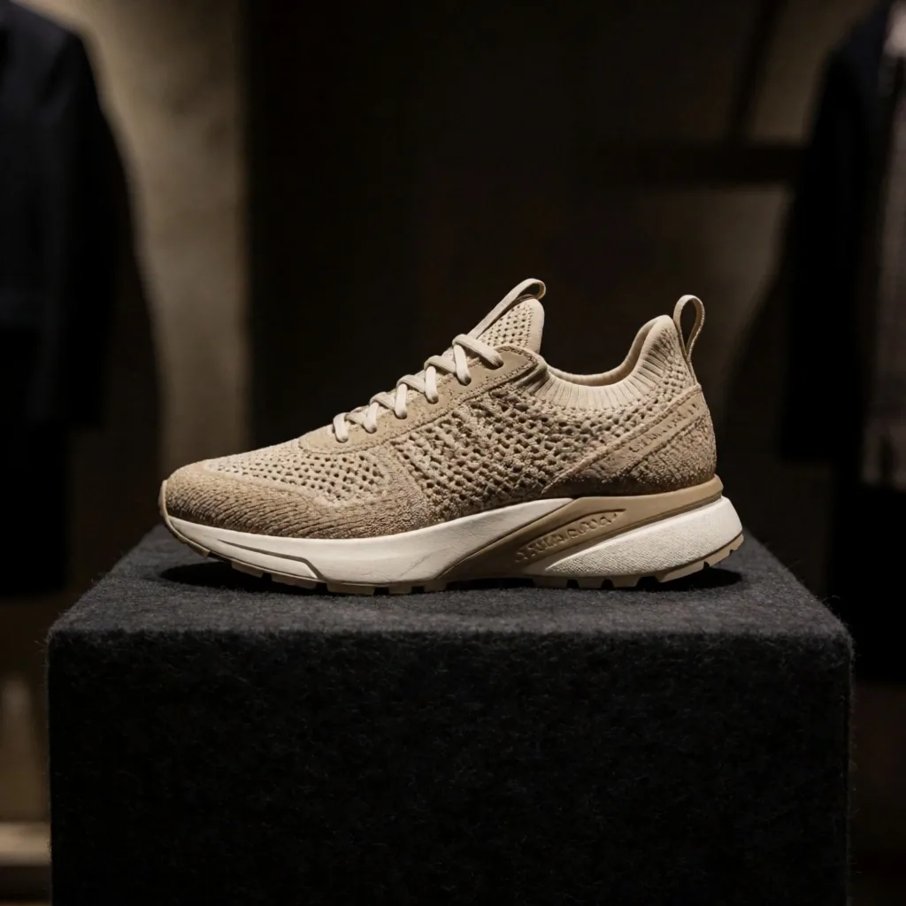 Sneaker runner de punto sobre fieltro