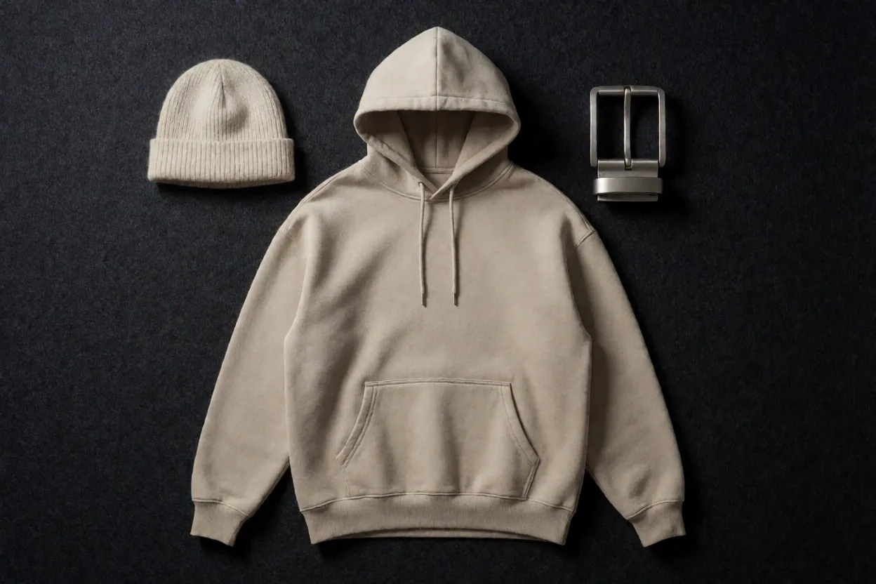 Accesorios de streetwear sobre fieltro oscuro